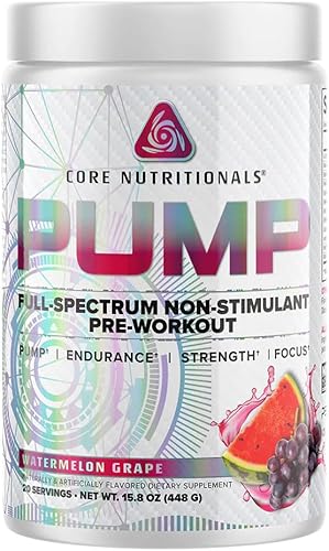Core Nutritionals Bomba de espectro completo no estimulante pre-entrenamiento, con nitrato N03T, pico 02, Alpha GPC, para máxima bomba, fuerza y