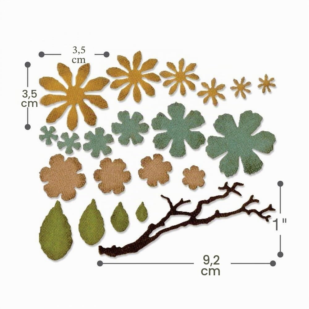 Sizzix Thinlits Troqueles 21PK Pequeños jirones florales