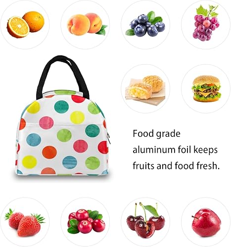 Miniatura 7 de Colorful Polka Dot Circles Lunch Bag Insulated Lunch Box for Men Women Lunch Tote Bag Leakproof Meal Prep Bag Cute Lunchbag Lunchbox Lunch Bags for