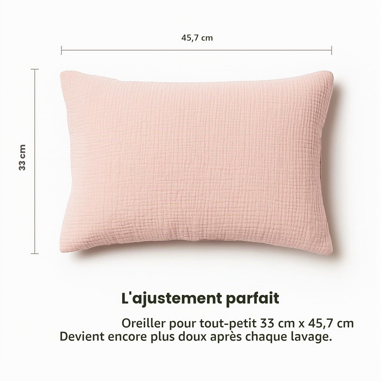 Lot de 2 taies d'oreiller en Mousseline 100% Coton pour Tout-Petit, Douces et Confortables pour Oreiller de Voyage de 33 x 45 cm, Rose et Fleuri
