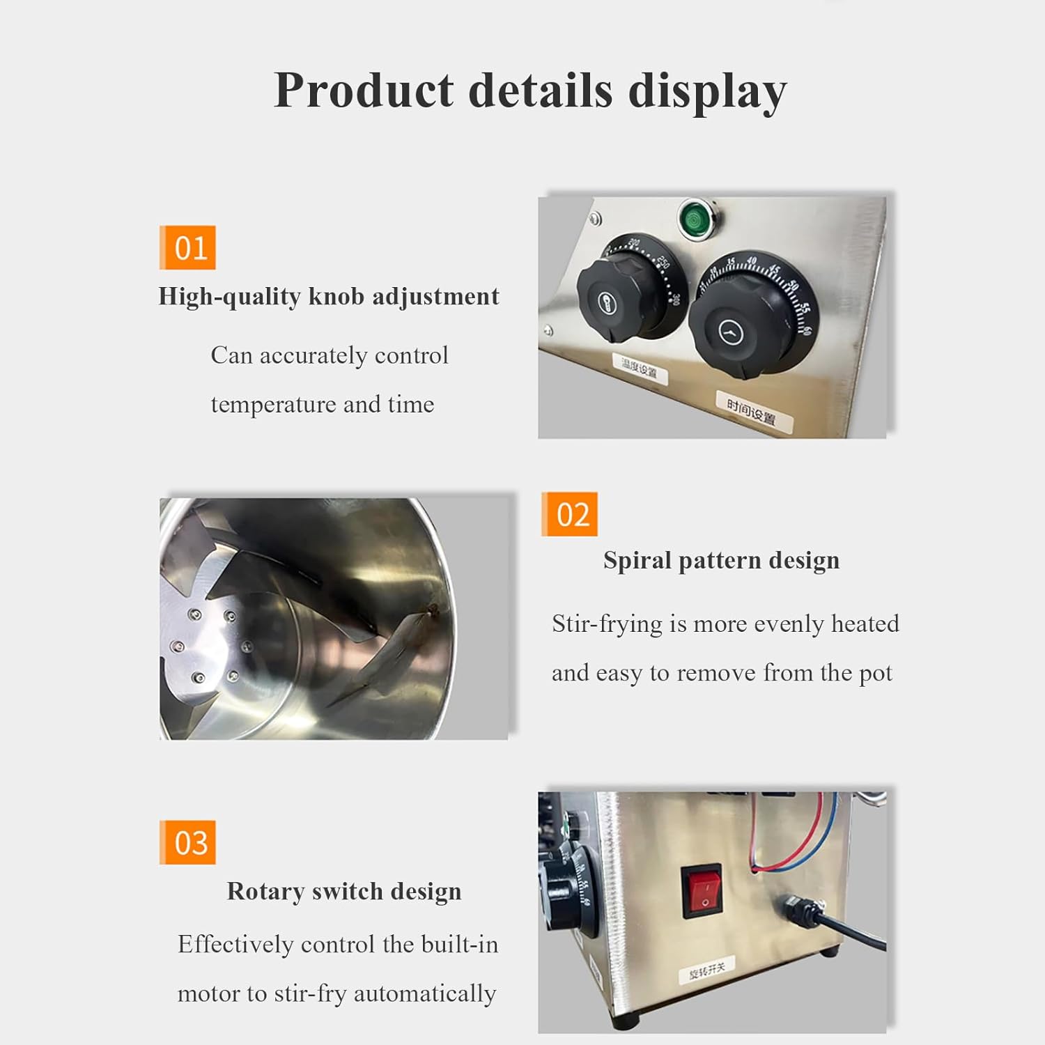 KEhtu Household Nut Frying Pan, Electric Heating Chestnut Sesame Melon Seeds and Peanut Frying Machine, Temperature and Time Adjustable, Drum Structure, Uniform Heating