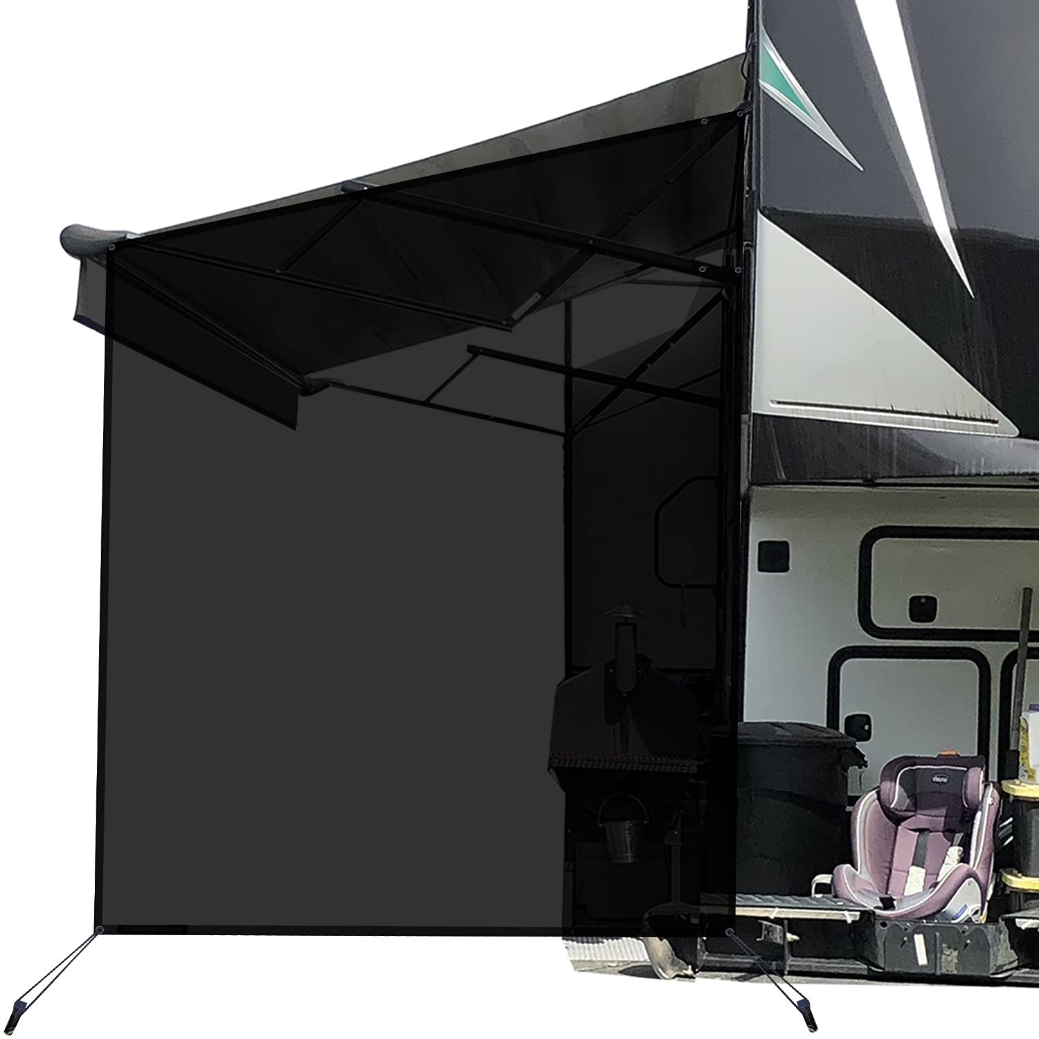 Leaveshade RV Awning Side Screen Mesh Screen UV Block for Camping Trailer Black 108" x 84" Black