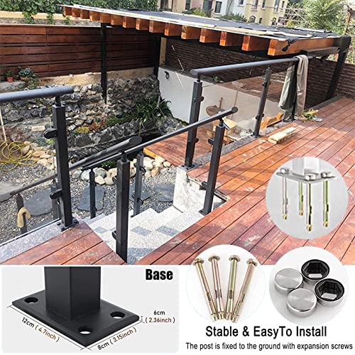Poteau robuste en acier inoxydable 304 avec base solide pour garde-corps d'angle noir
