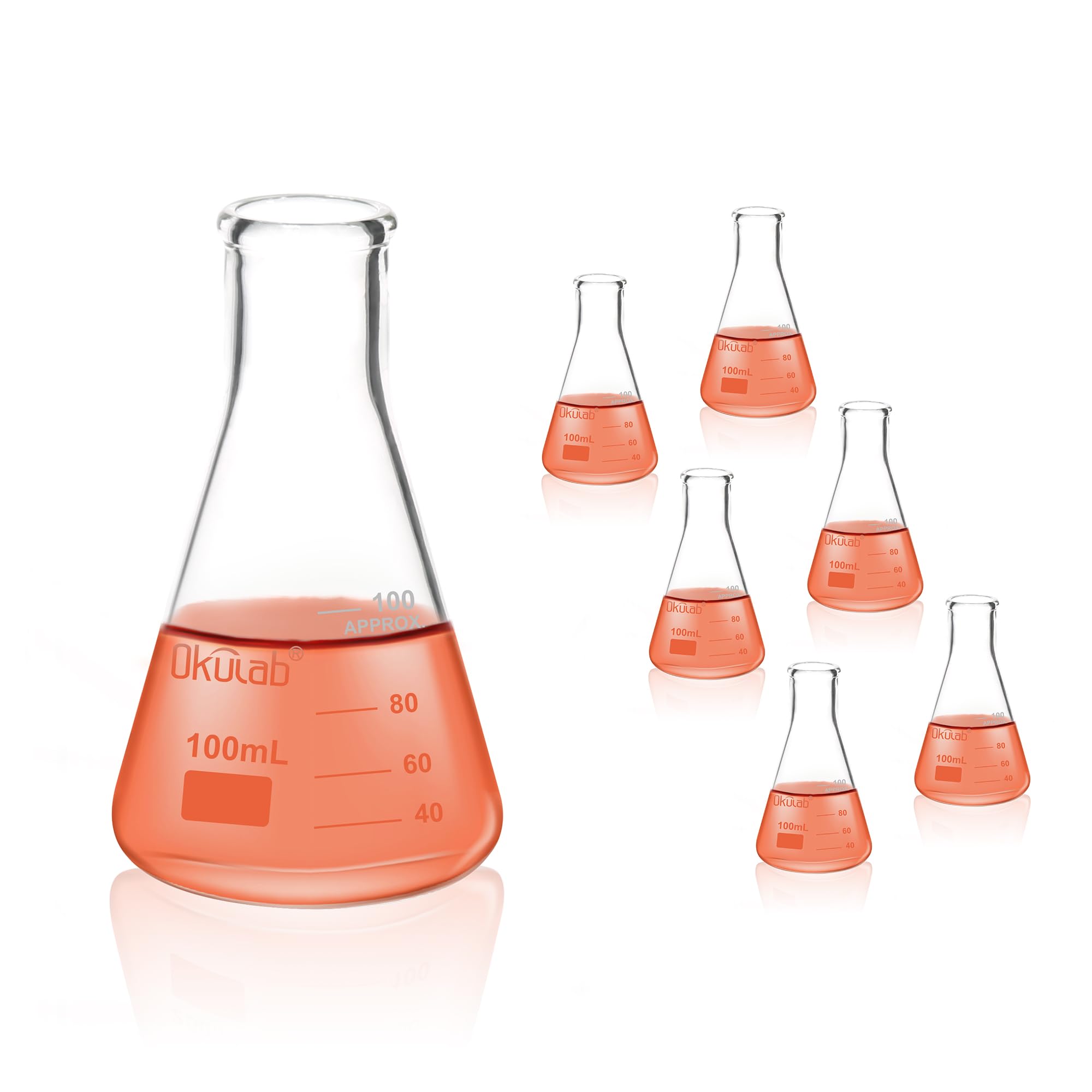 Glass Erlenmeyer Flasks - 6 Pack 50ml -14 Glass Erlenmeyer Flasks - 6 Pack 50ml -14