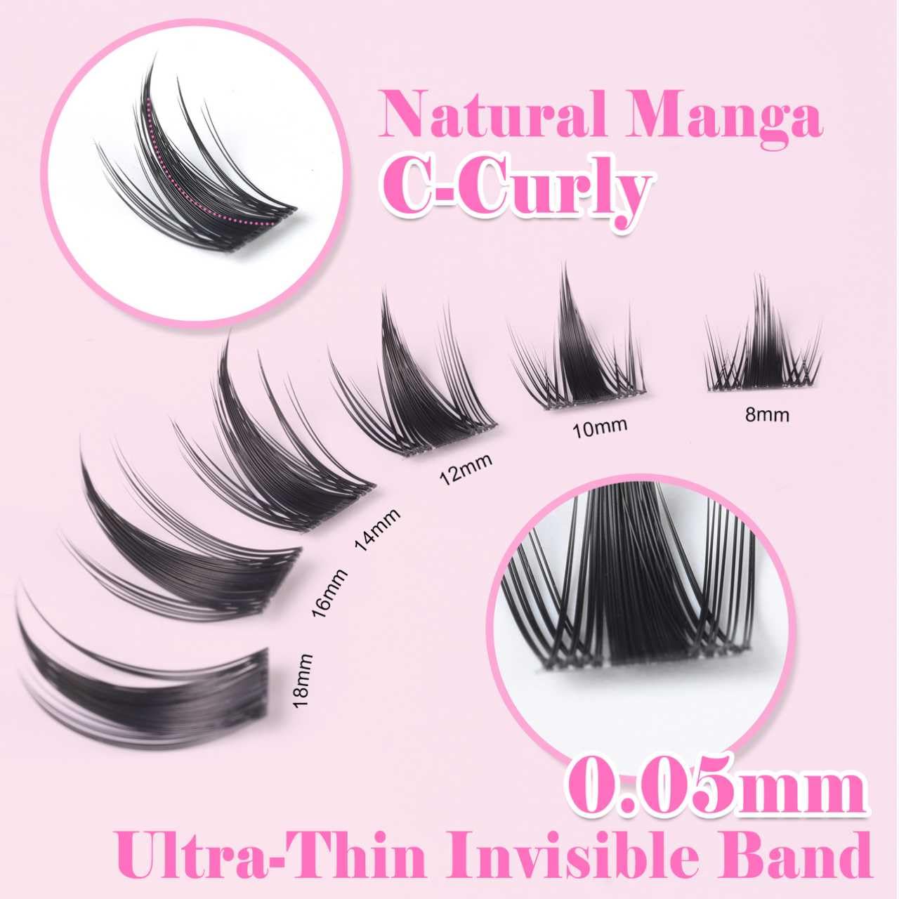 Fairy Manga DlYLashes Wimpernverlängerung, C-Curl, Wet-Look, wasserfest, langanhaltend, 8–18 mm, Bond-Verschluss und Entferner, Wimpern-Make-up, Kosmetik, AnimeStyle Evelashes