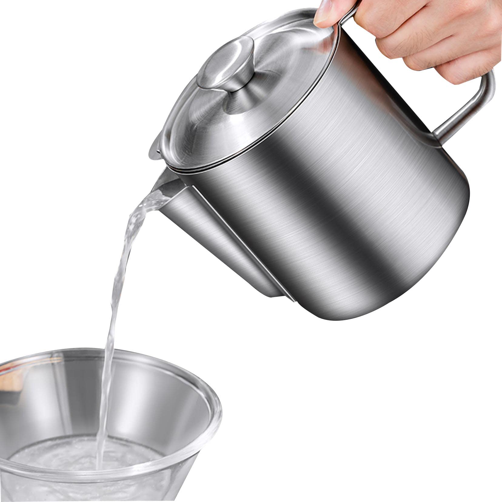 Domowy sitko do oleju, pojemnik na tłuszcz, 1,2 l, 1,5 l, pojemnik do przechowywania oleju ze stali nierdzewnej, z sitkiem o drobnych oczkach, pyłoszczelna pokrywa do przechowywania oleju do