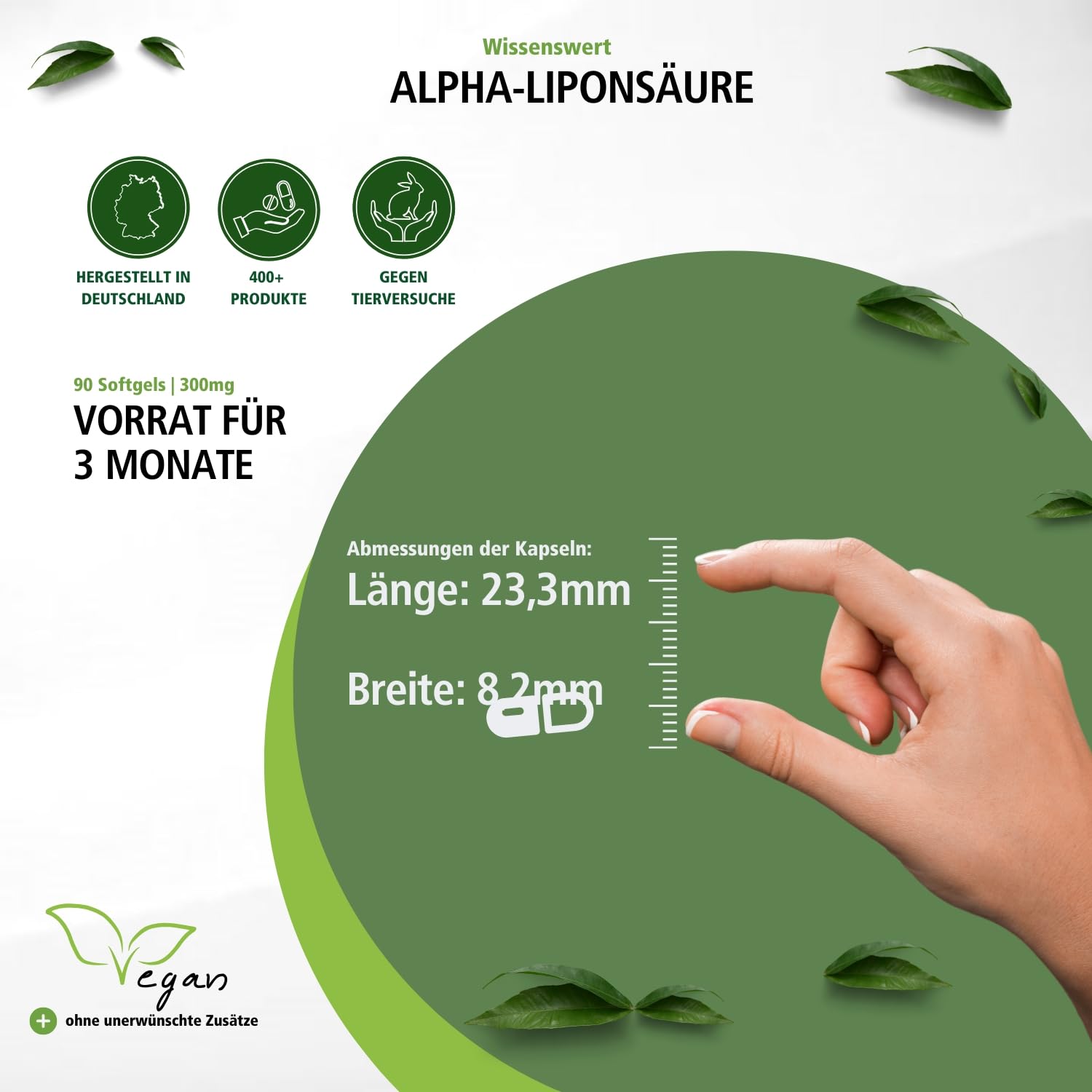 fairvital Alpha Liponsäure Kapseln 300mg (Alpha-lipoic acid, ALA), für 3 Monate, HOCHDOSIERT, 90 Softgels