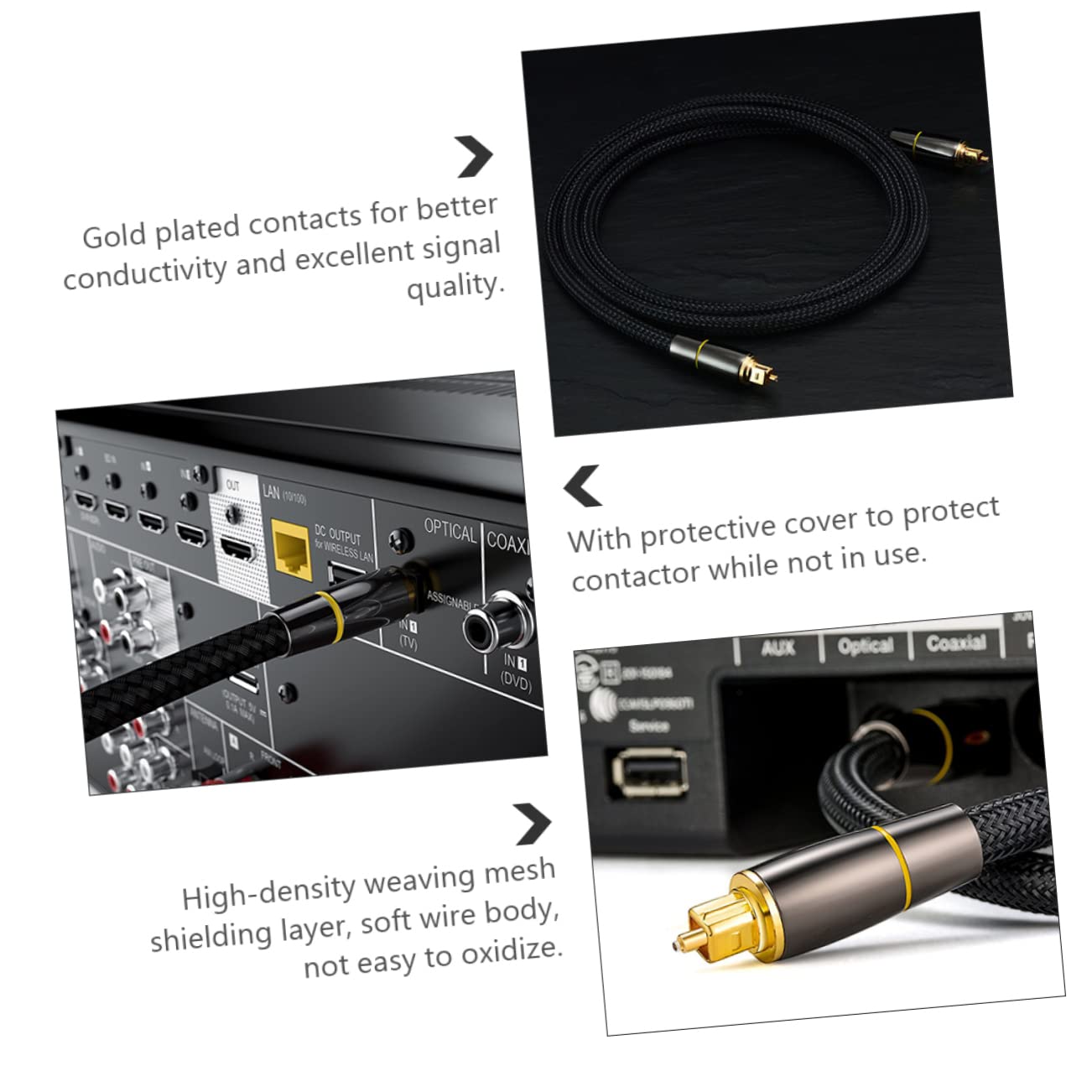 DOITOOL Cavo Ottico Audio Digitale Nero da 15m in Fibra Ottica Copertura Protettiva Alta Durabilità e Resistenza per Videoregistratori e Casse Acustiche