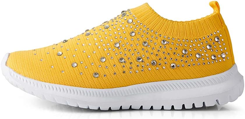 GOSPT Women's Mesh Sport Shoes Rhinestone Glitter Slip On Ballroom Jazz Latin Dance Sock Sneakers - Image 4