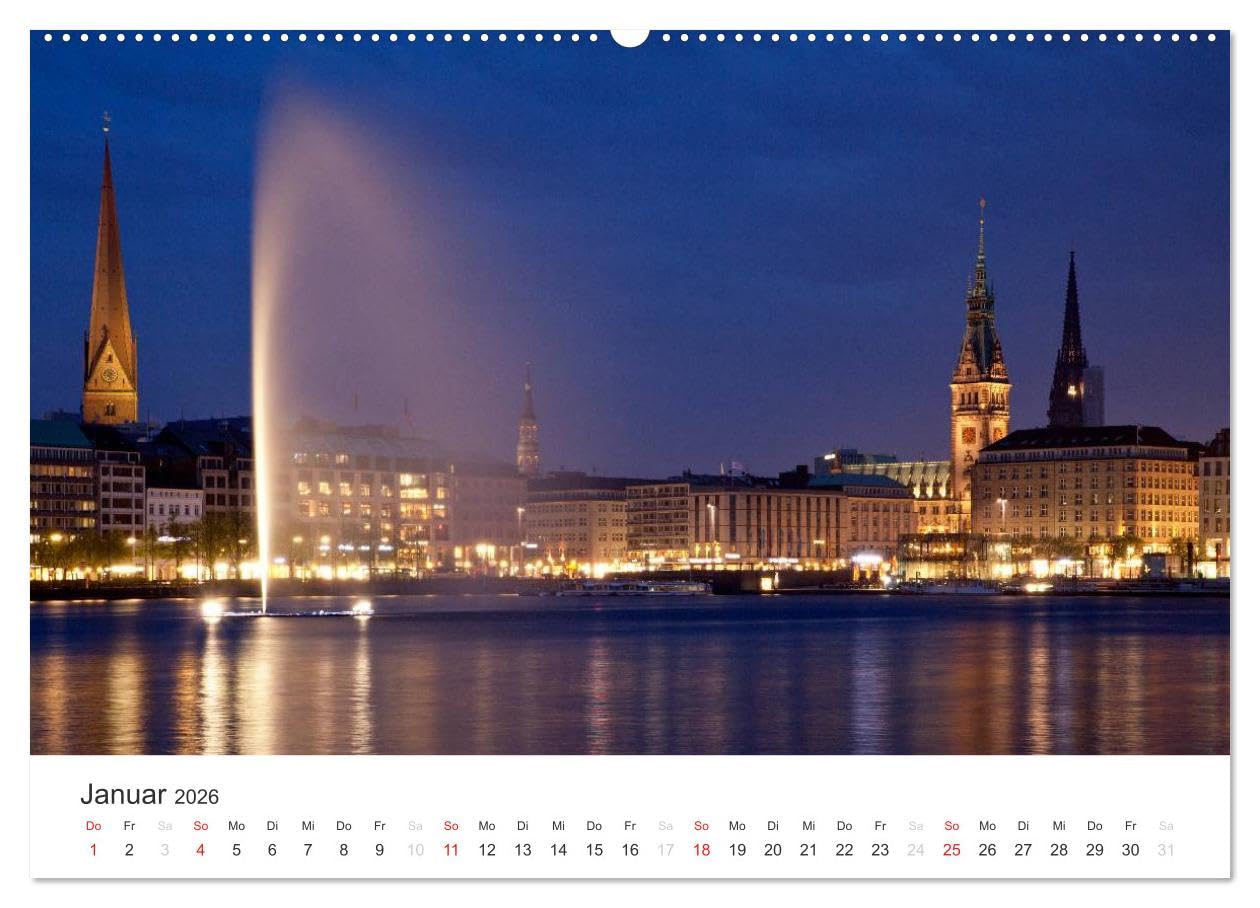 Hamburg (hochwertiger Premium Wandkalender 2026 DIN A2 quer), Kunstdruck in Hochglanz: Der Kalender zeigt Highlights der Hamburger City mit Hafen, ... Hamburger Dom und Alster. (CALVENDO Orte)