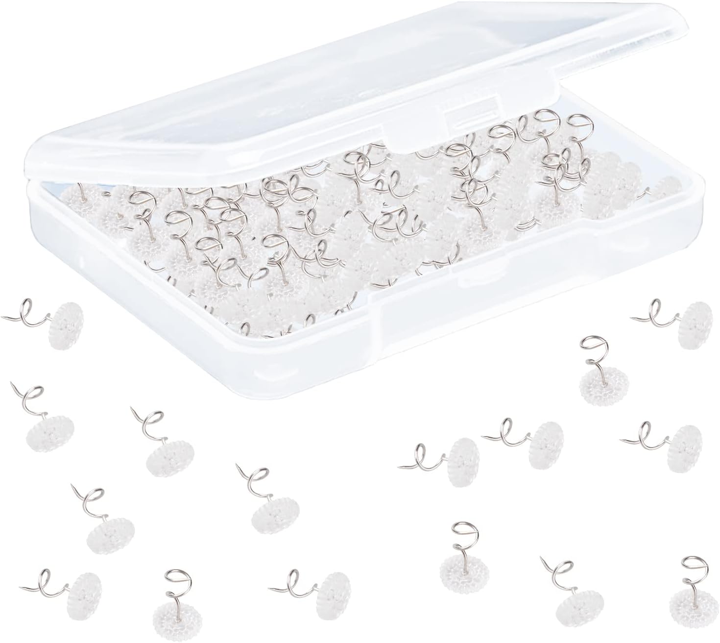 GORGECRAFT 1 Box 100Pcs Clear Twist Pins Plastic Bed Skirt Slipcovers Twisty Heads Pin Mattress Bed Skirt Dust Ruffle Upholstery Tacks Fasteners Headliner Hold for Sofa Home Hotel Furniture Supplies -