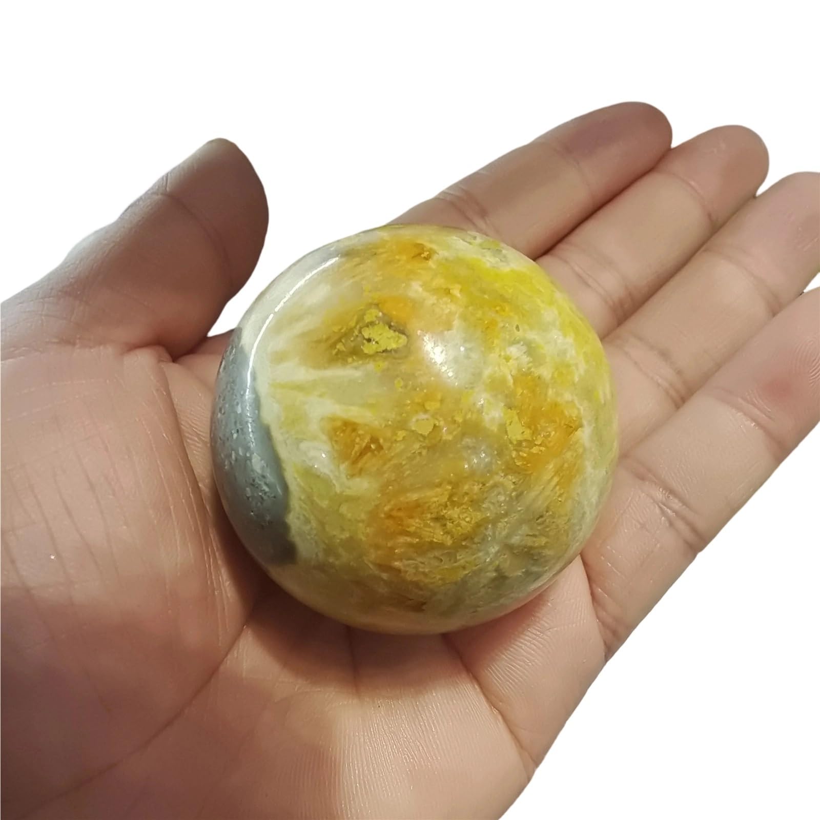 HAOYUNS Beautiful Natural Yellow Gemstone Sphere Ball - Crystal Crafts for Home Decoration and Feng Shui(70-80mm)