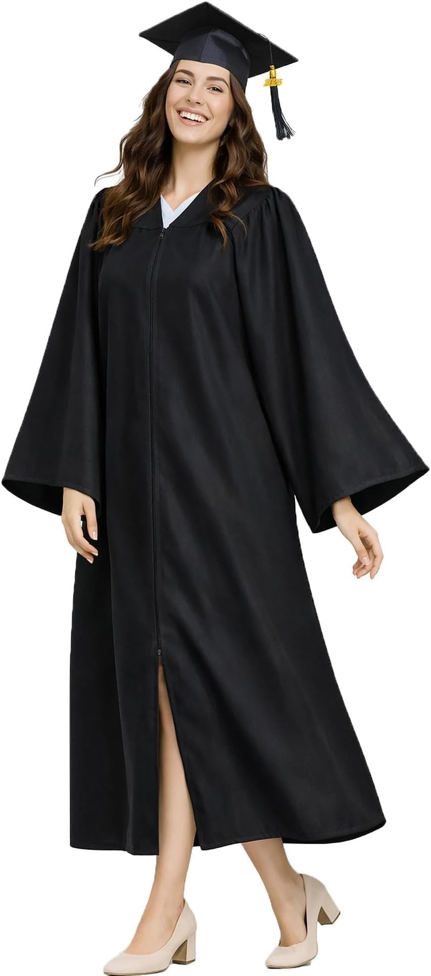 Unisex Matte Graduation Cap Gown Tassel Set with 2026 Year Charm for High School & College Graduates