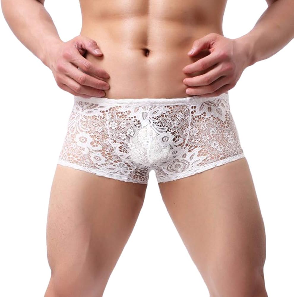 MSSweet-Encaje Boxeador Sexy Hombre Hueca Hollow Boxer ...