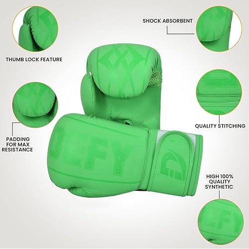 Miniatura 3 de DEFY - Guantes de boxeo para hombres y mujeres, guantes de boxeo de cuero sintético de alta calidad para entrenamiento, perfectos para perforar