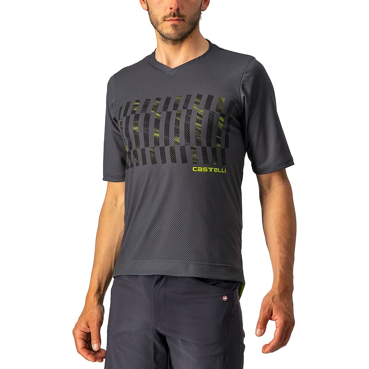 CASTELLI 4522008-030 TRAIL TECH TEE Sweatshirt Men's Dark Gray/Black-Electric Lime S