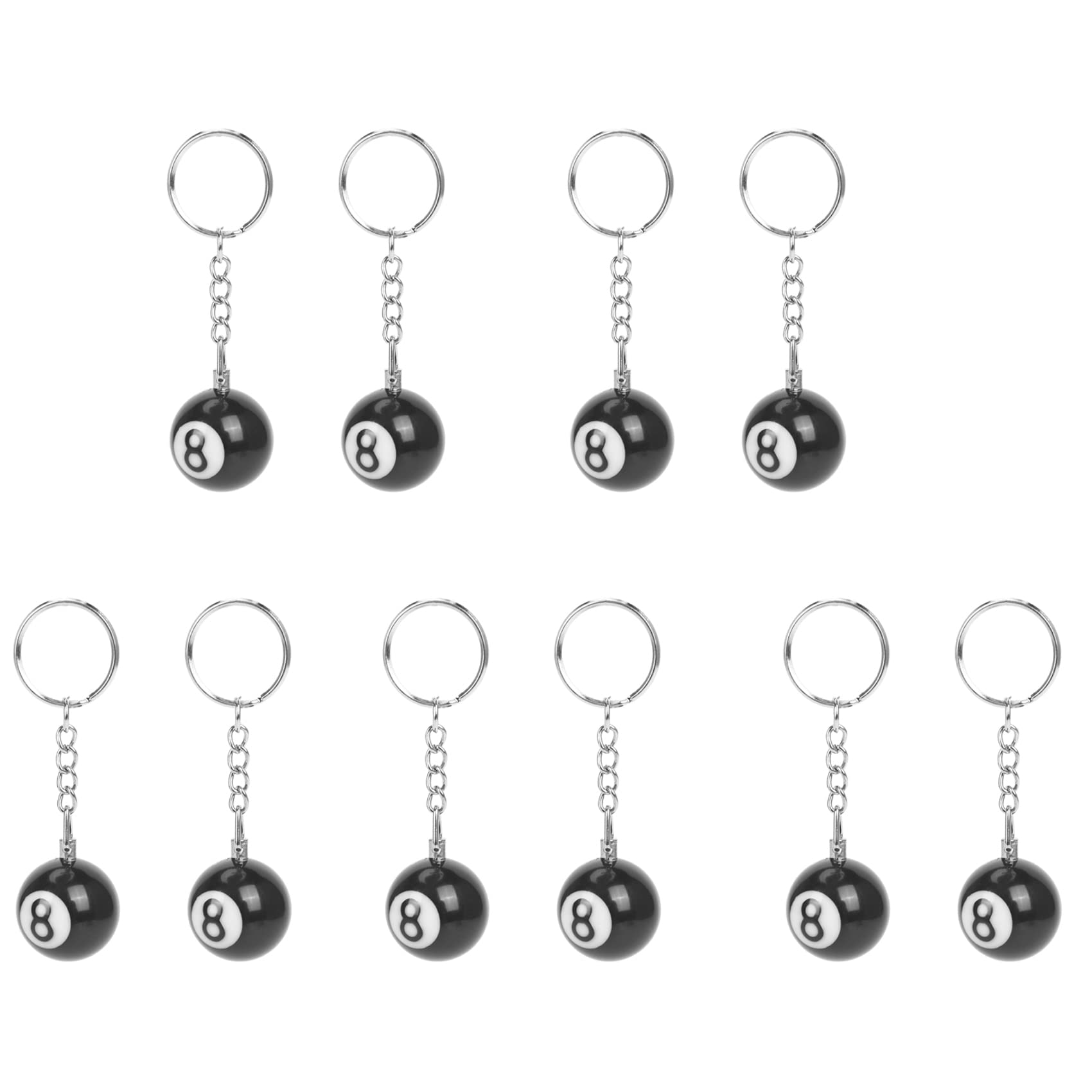 Llaveros de bola de billar número 8 en pack de 10 unidades para colgar llaves