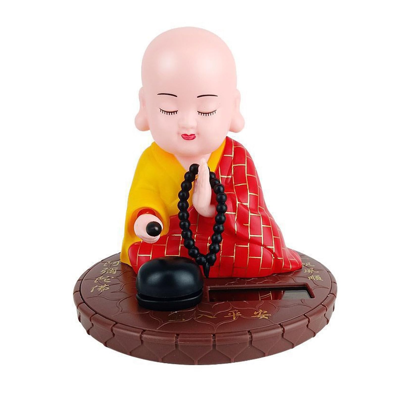 Kelisdi Red Solar Buddhist Monk Dashboard Ornament Ceramic Crafted Car Accessory Dashboard Ornament For Home Wealth Health Solar Power Nodding Monk Car Ceramic For Luck Blessings