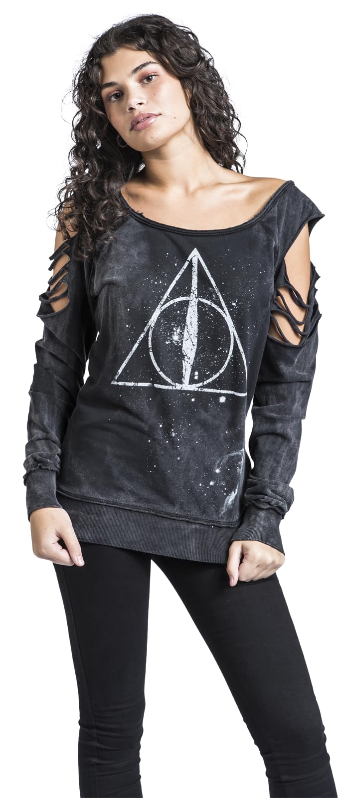 Harry Potter Deathly Hallows Mujer Sudadera Negro Regular