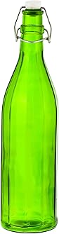 MACHAKColhexa Glass Bottles With Cork 1litre, Kitchen Decoration (Green, 1)