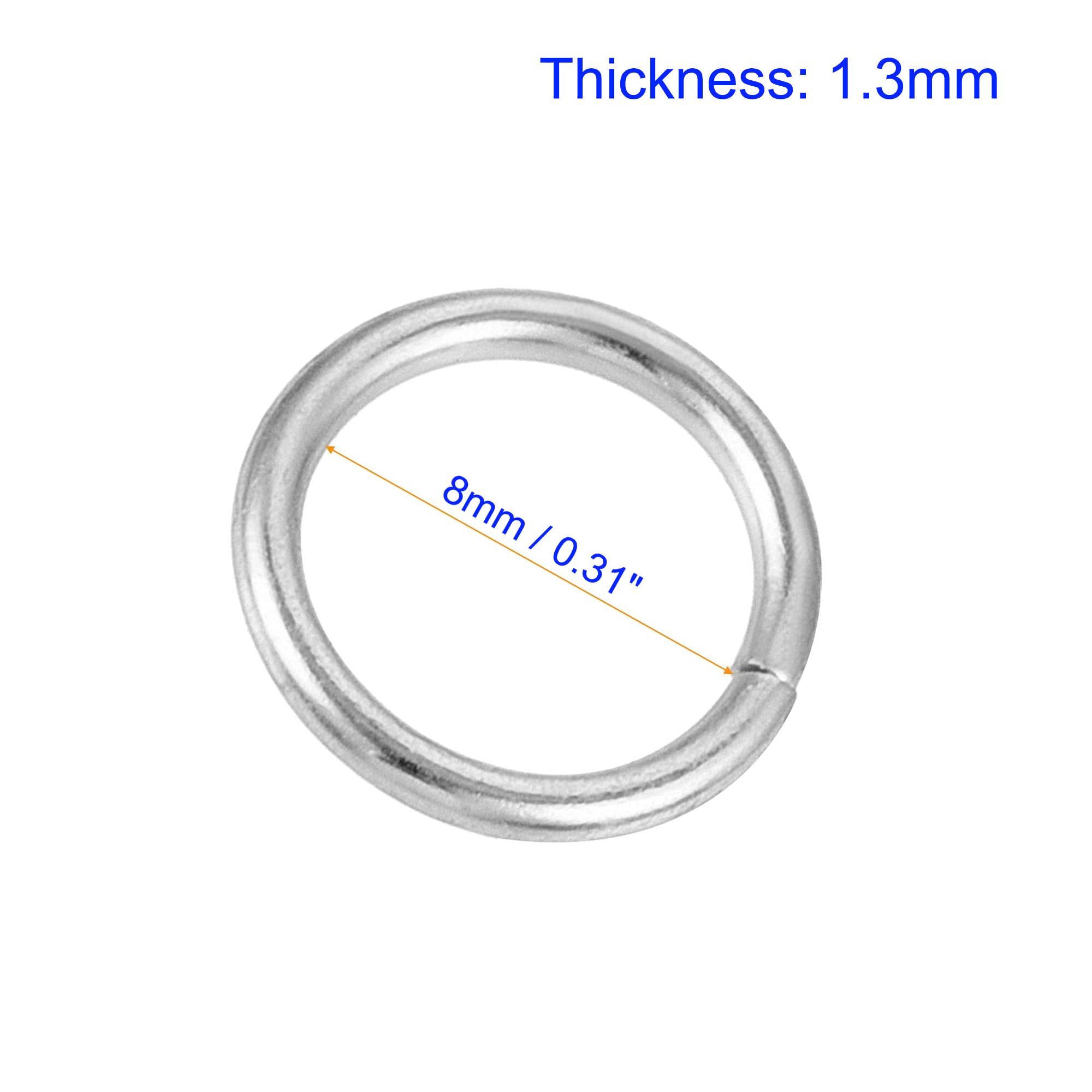 MACHSWON 0.31"(8mm) Metal O Rings 1.3mm Thick Non-Welded Multi-Purpose Buckles Heavy Duty Smooth Solid Ring for Bag Straps Belts Pet Leashes and DIY Crafts Silver 30pcs - Image 3