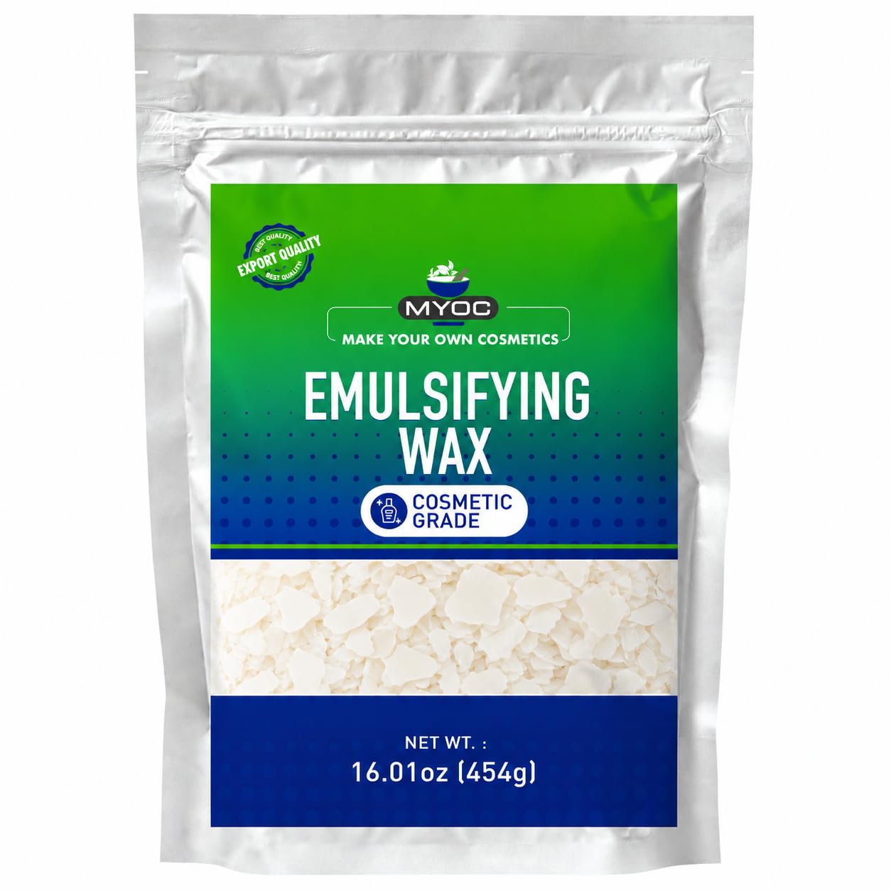 MYOC Emulsifying Wax NF – (16 oz / 454g) Cosmetic Grade O/W Emulsifier for Lotions, Creams & Body Butter