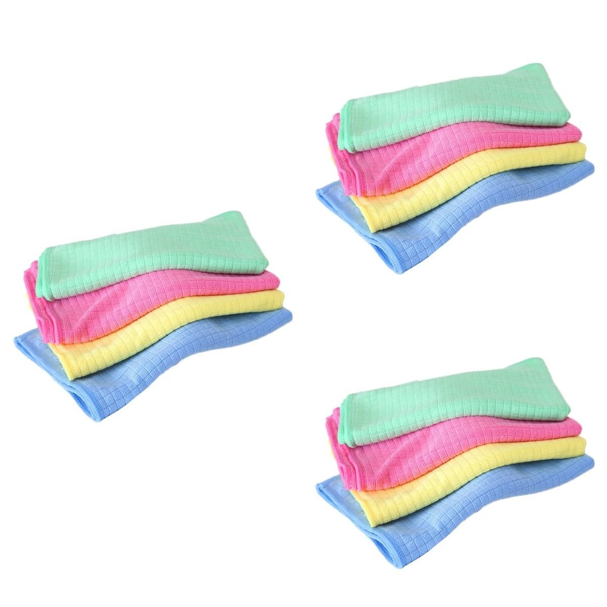 PACKOVE 3 Sätze Teiliges Mikrofaser Reinigungstuch Mit Karomuster Hochabsorbierend Schnelltrocknend Für Geschirr Und Obstwäsche 4 Stück * 3