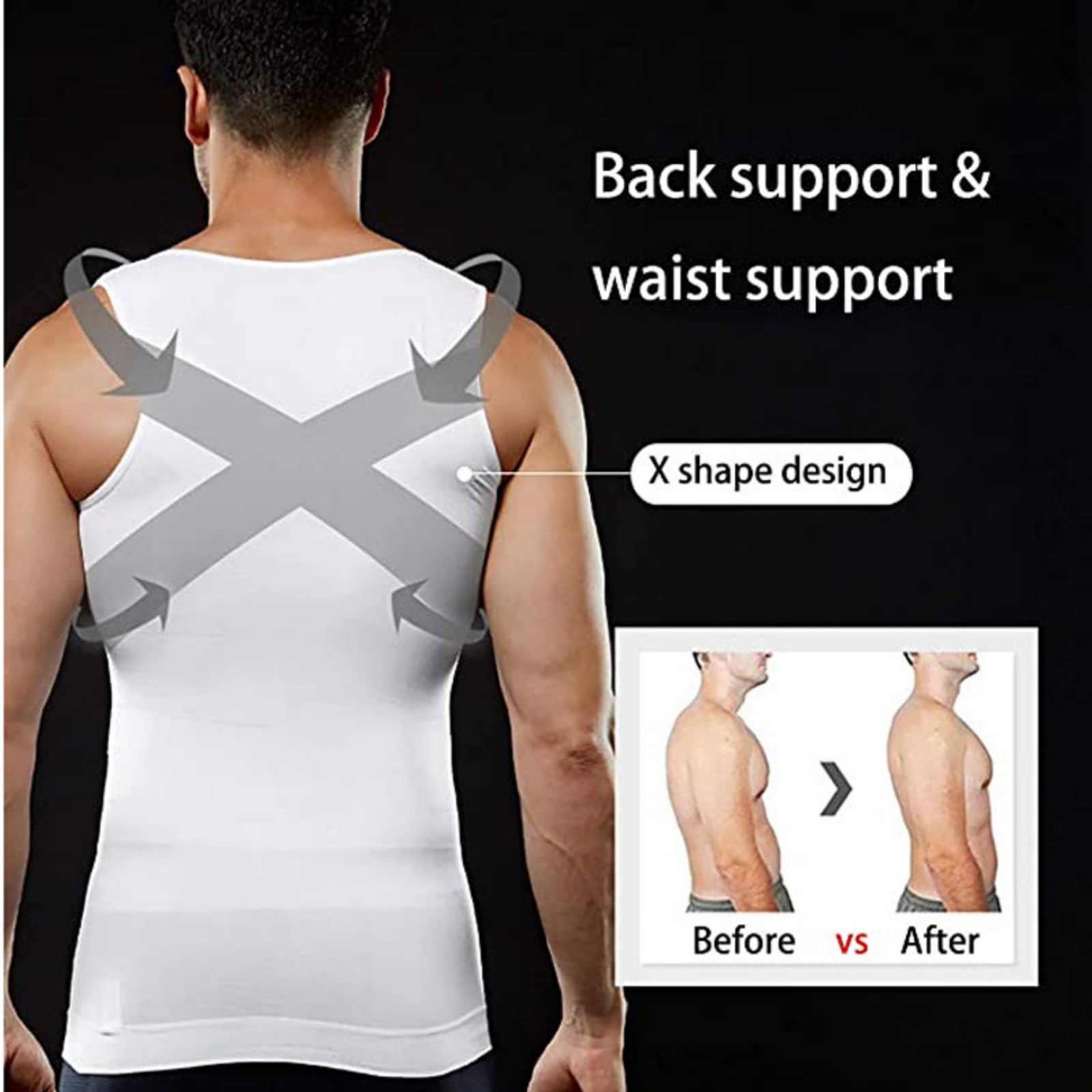 3-pak męska koszulka kompresyjna modelująca figurę, podkoszulek wyszczuplający brzuch kamizelka treningowa tanktop Shapewear