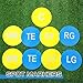 Sonwyoung 9 Pcs Football Lineman Spot Markers with Mesh Bag 9 Inch Non Slip Vinyl Poly Floor Agility Dots Flat Field Cones for Football Coaching Speed Agility Training Equipment (Blue, Yellow)