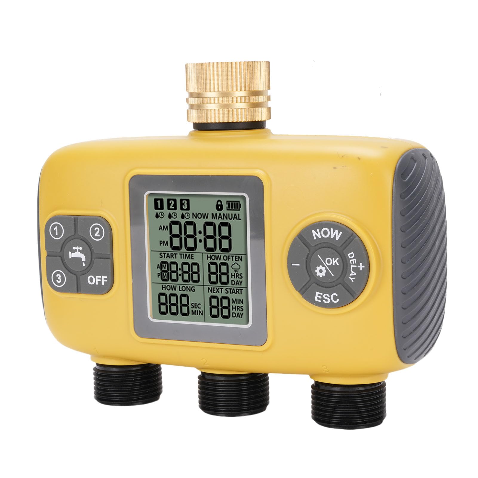 Timer Zraszacza z 3 Wylotami Timer Węża Ogrodowego Automatyczne Podlewanie Sterownik Nawadniania Solidny, Odporny na Deszcz Upiększanie Roślin ABS 5,1x6,1 Cala