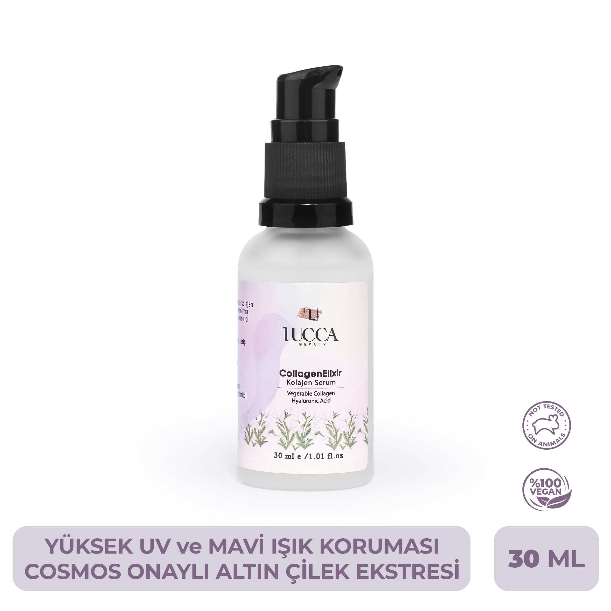 Lucca Beauty CollagenElixir Kolajen Serumu 30 ml – Vegan, Bitkisel Kolajen, Hyaluronik Asit ve Sodyum PCA İçerikli Nemlendirici Yüz Serumu