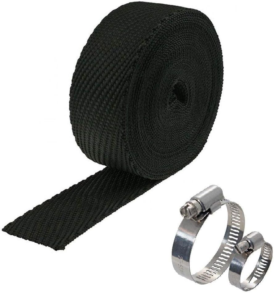 AllExtreme EXSWBB1 Bike Exhaust Universal Silencer Wrap Heat Shield Protector with Clip Compatible for Royal Enfield Classic Electra Standard Bullet (Black, 3 Mtr)