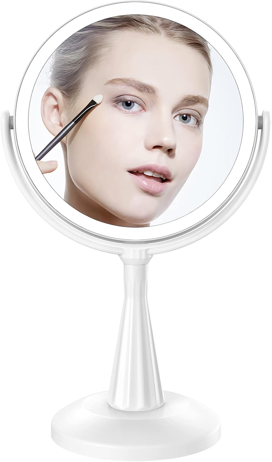 Makeup Mirror with Lights,3 Color Lighted Makeup Mirror,1X/7X Magnifying Makeup Mirror with 60 LED Lights,Double-Sided Rechargeable Vanity Mirror Brightness Adjustable,360 Degree Rotation,Women Gift