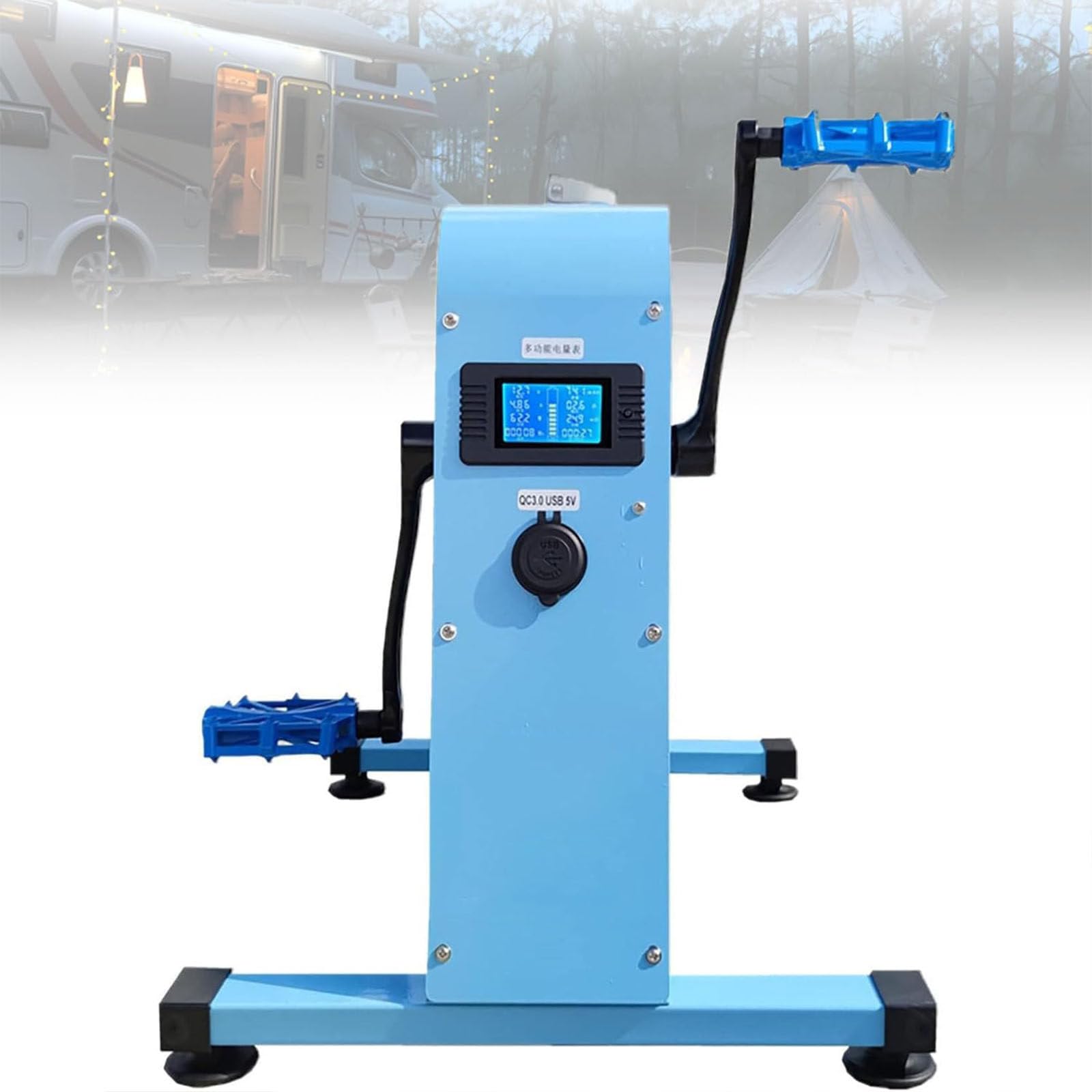 Generatore a Manovella Portatile,Generatore Di Corrente a Pedale Da 350 W, Caricatore Emergenza Con Luce Super Brillante Per Campeggio All'aperto, Funzione Di Visualizzazione Dello Schermo
