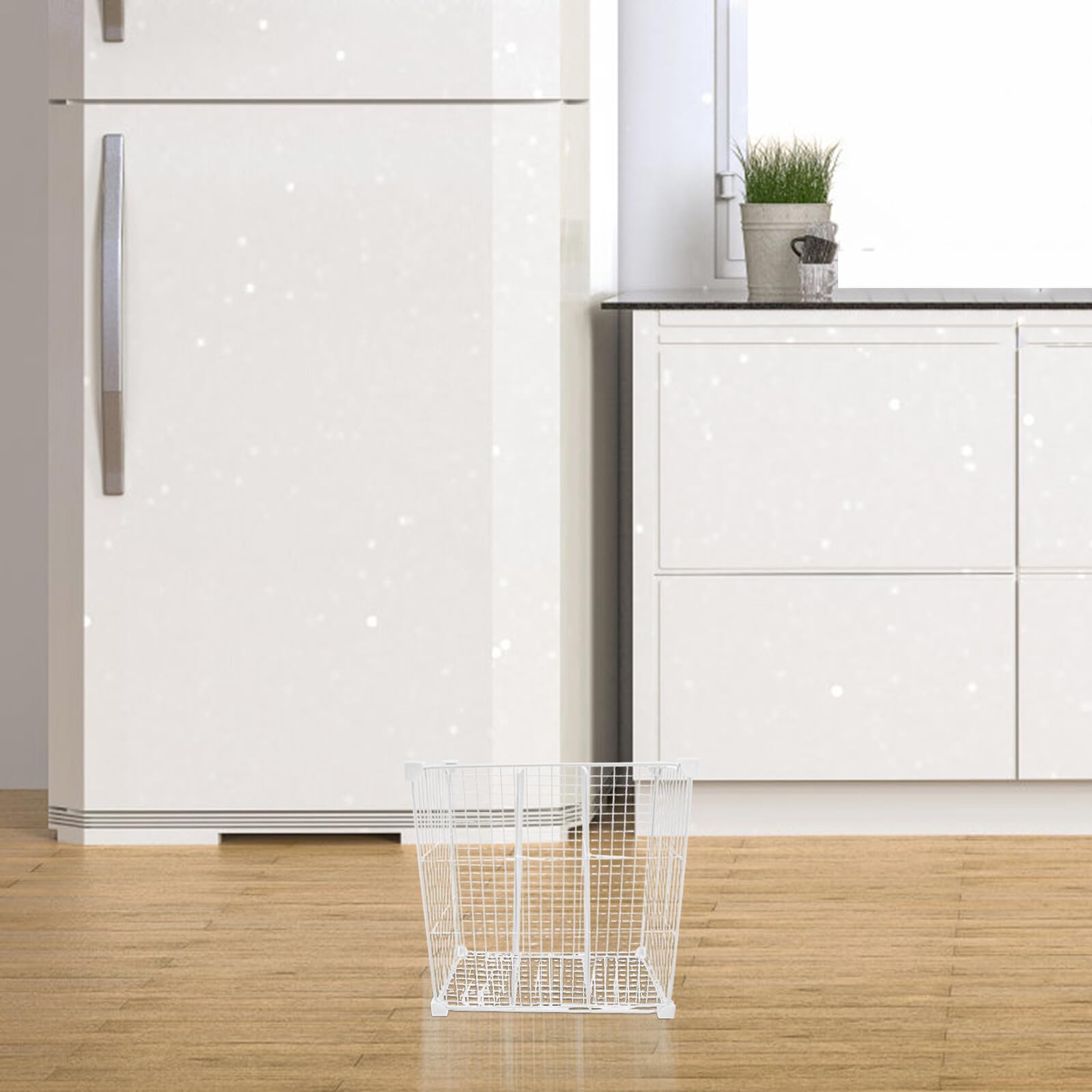 Healeved Contenedor Organizador para Congelador Blanco de Hierro 3 Divisores, Optimización de Espacio y Limpieza Sencilla para Cocinas Comerciales y Refrigeradores