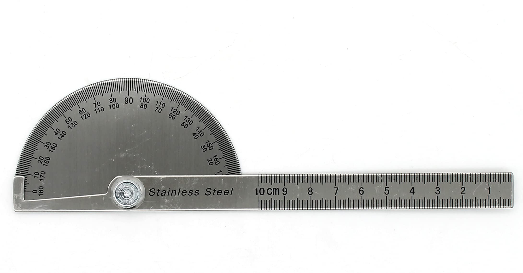 Regla Transportadora De Ángulos De Acero Inoxidable – 180° / 10 Cm, Plegable Con Tuerca De Bloqueo Para Carpintería E Ingeniería