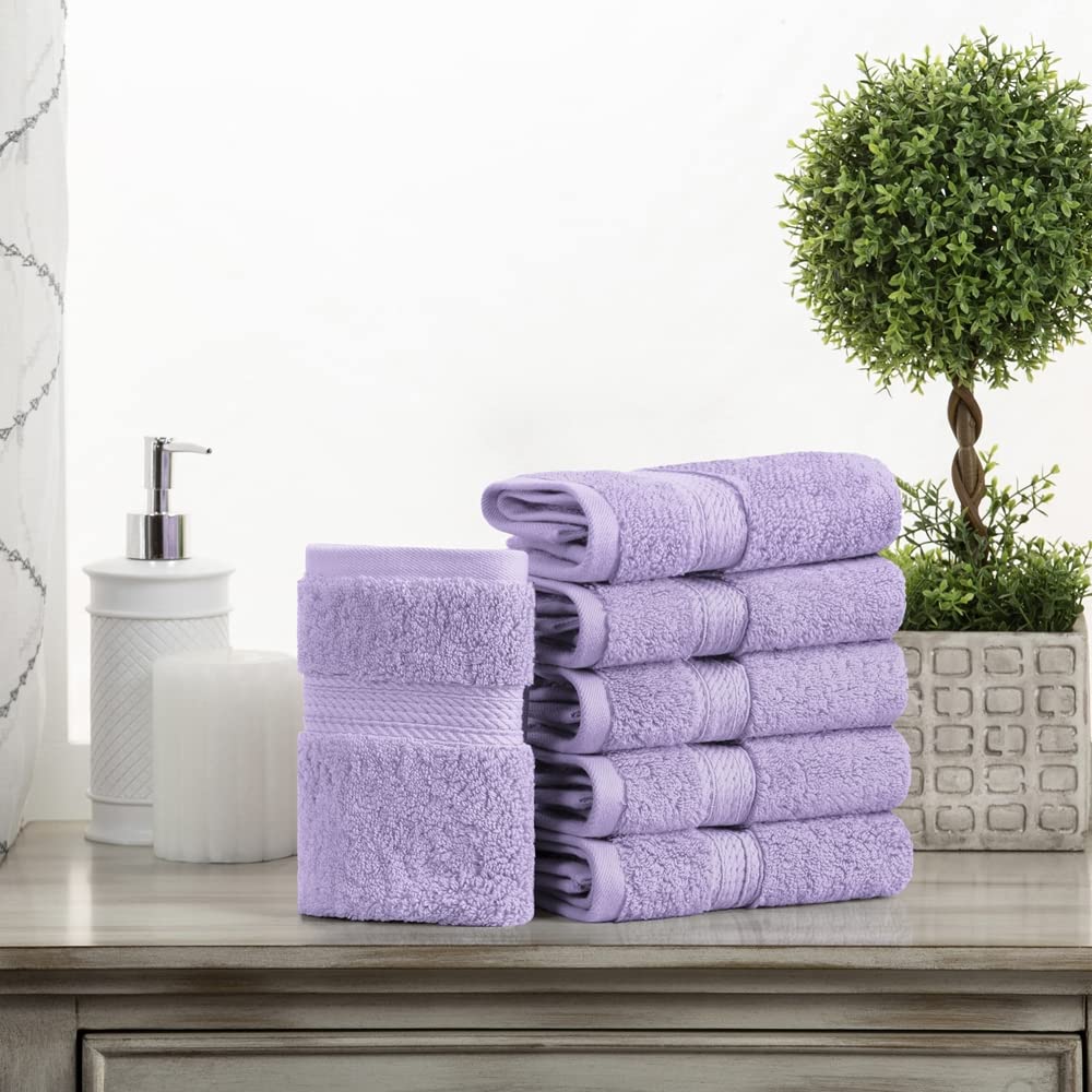 Superior 900 Gram 100% Premium Long-Staple Combed Cotton 6-Piece Face Towel Set, Purple - Image 2