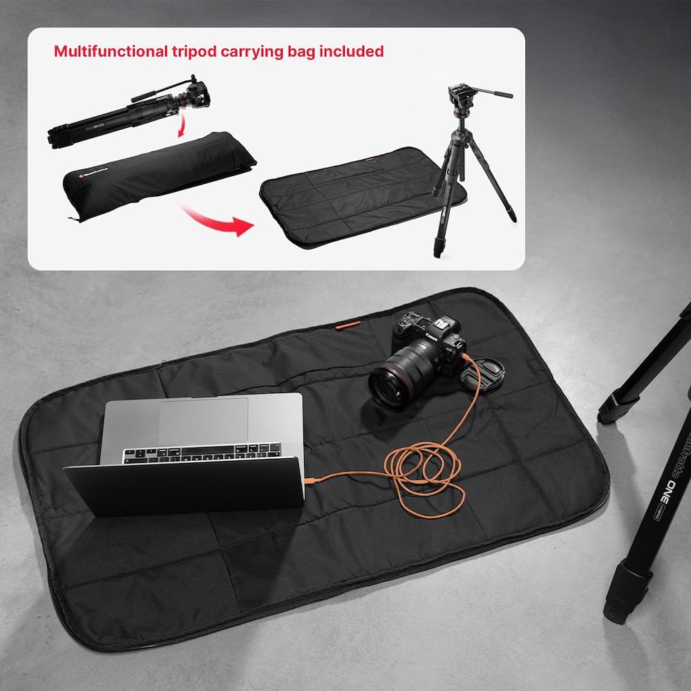 Manfrotto 500X Testa Video Fluida e Treppiede Ibrido ONE, Alluminio, Kit Foto & Video, Portata 5kg, Colonna Livellante, Colonna Orizzontale 90°, Sistema Quick Release, per Fotocamere DSLR & Mirrorless