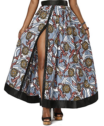 Shenbolen Women African Print Skirt Ankara Long Maxi Skirts?C,X-Large