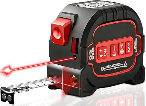 3-in-1 Laser Tape Measure - 196ft Max Laser Distance Meter & 16ft AutoLock Measuring Tape, 1/16" Professional Precision, Type-C Rechargeable, Magnetic Hook, 6 Mode for Construction