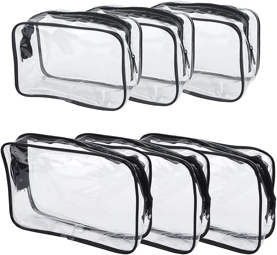 GFYWZ 6 Pcs Cosmetic Bags, Clear Toiletry Bag with Zipper, Portable Transparent Toiletry Bags
