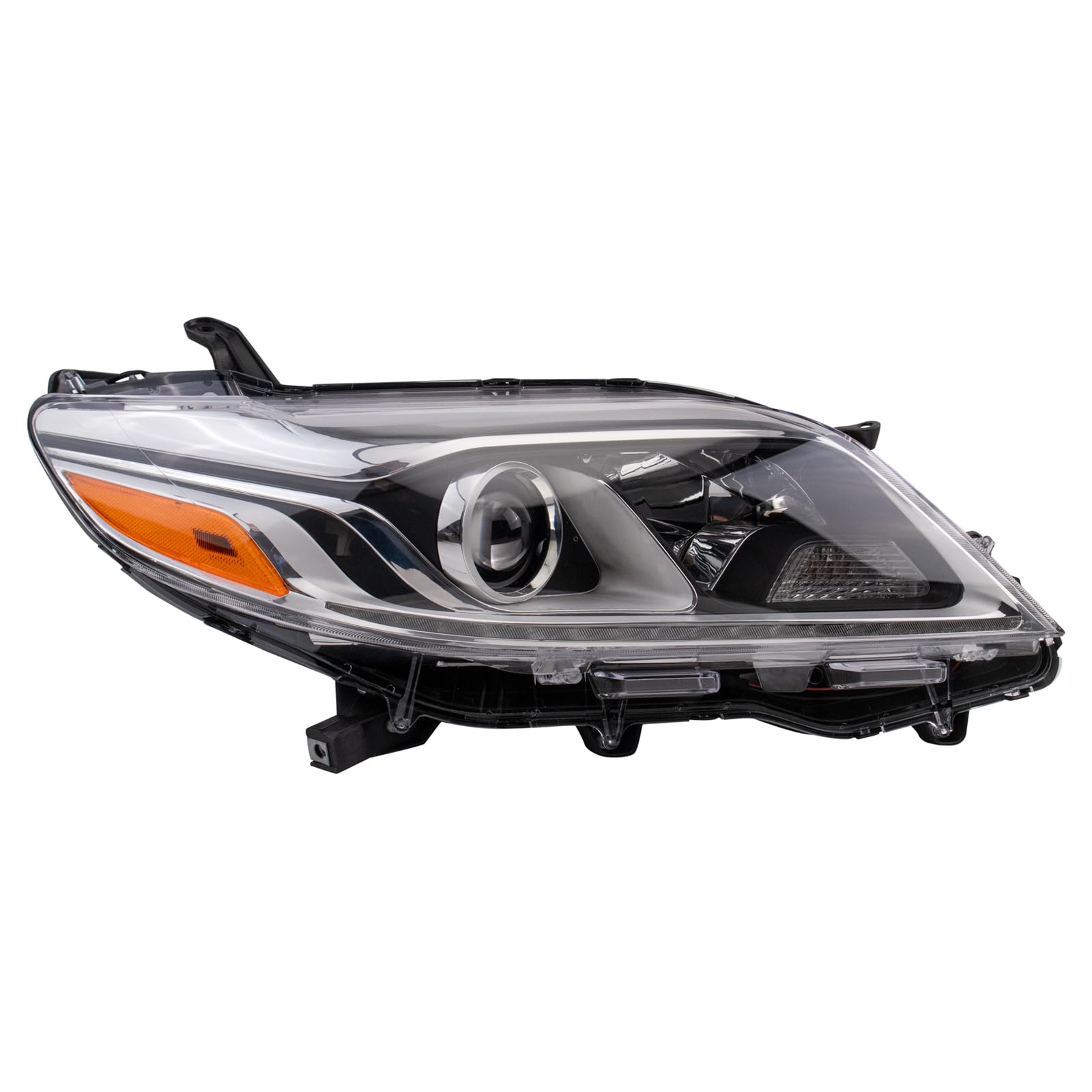 TRQ Passenger Side Headlight Assembly Halogen Compatible with 2015-2020 Toyota Sienna With LED Daytime Running Lights TO2503230