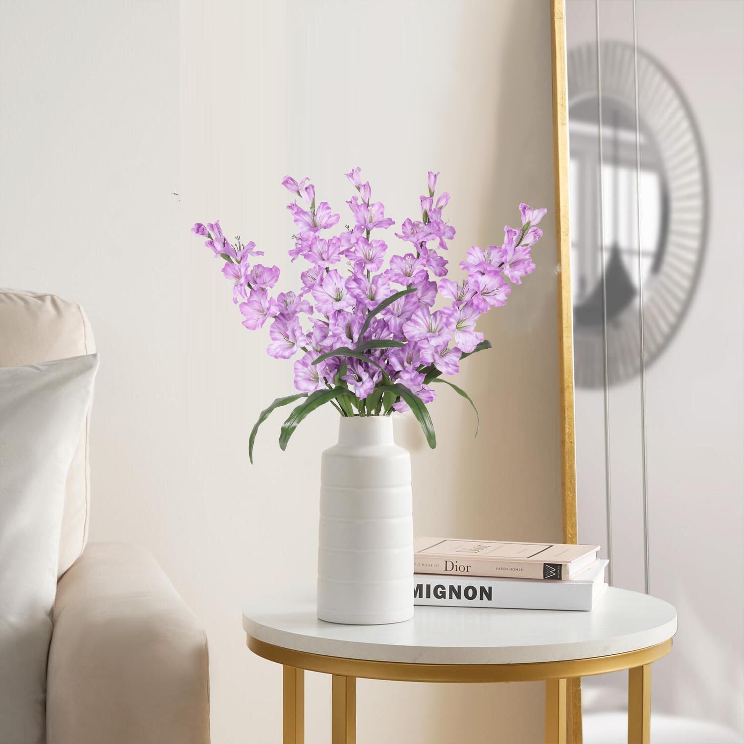 IPOPU Purple Artificial Gladiolus Flowers 5PCS Lavender Flowers Artificial Gladiolus 33" Long Stem Artificial Flowers for Tall Vase Wedding Home Party Table Floral Arrangement (Light Purple) - Image 4