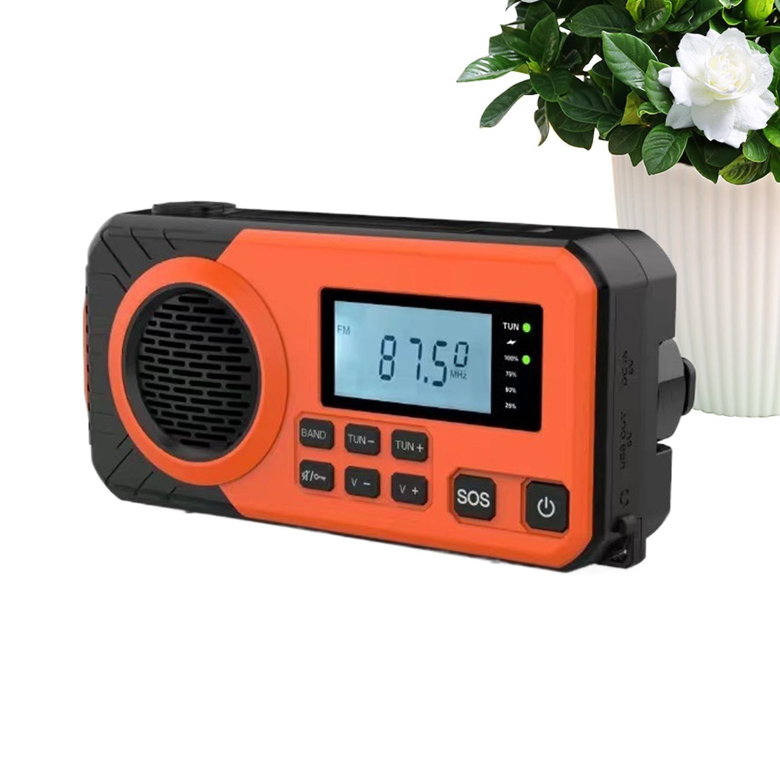 Radio Solar con Manivela Manivela Manual Portátil | Radio AM FM Exterior Para Mujeres Campistas Pescadores Viajeros Excursionistas Marino Y Náutico Campamento Tormenta Invernal