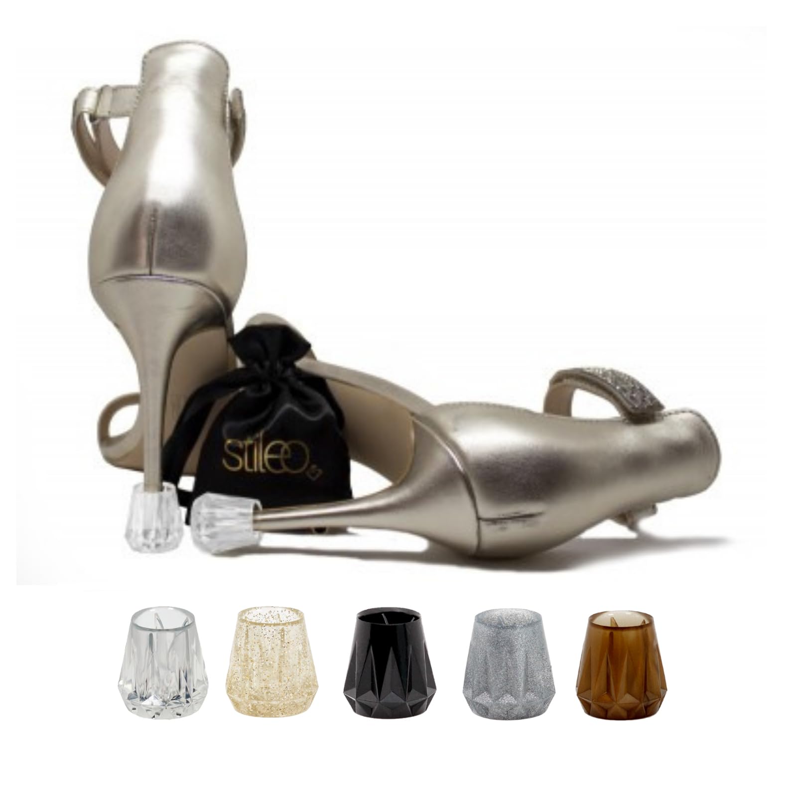 Los Manolitos Stileo un cubretacón adaptable para todas las tallas | Protector de tacón elegante para bodas | Salvatacón antideslizante para césped | Cubretacones en varios colores con bolsita