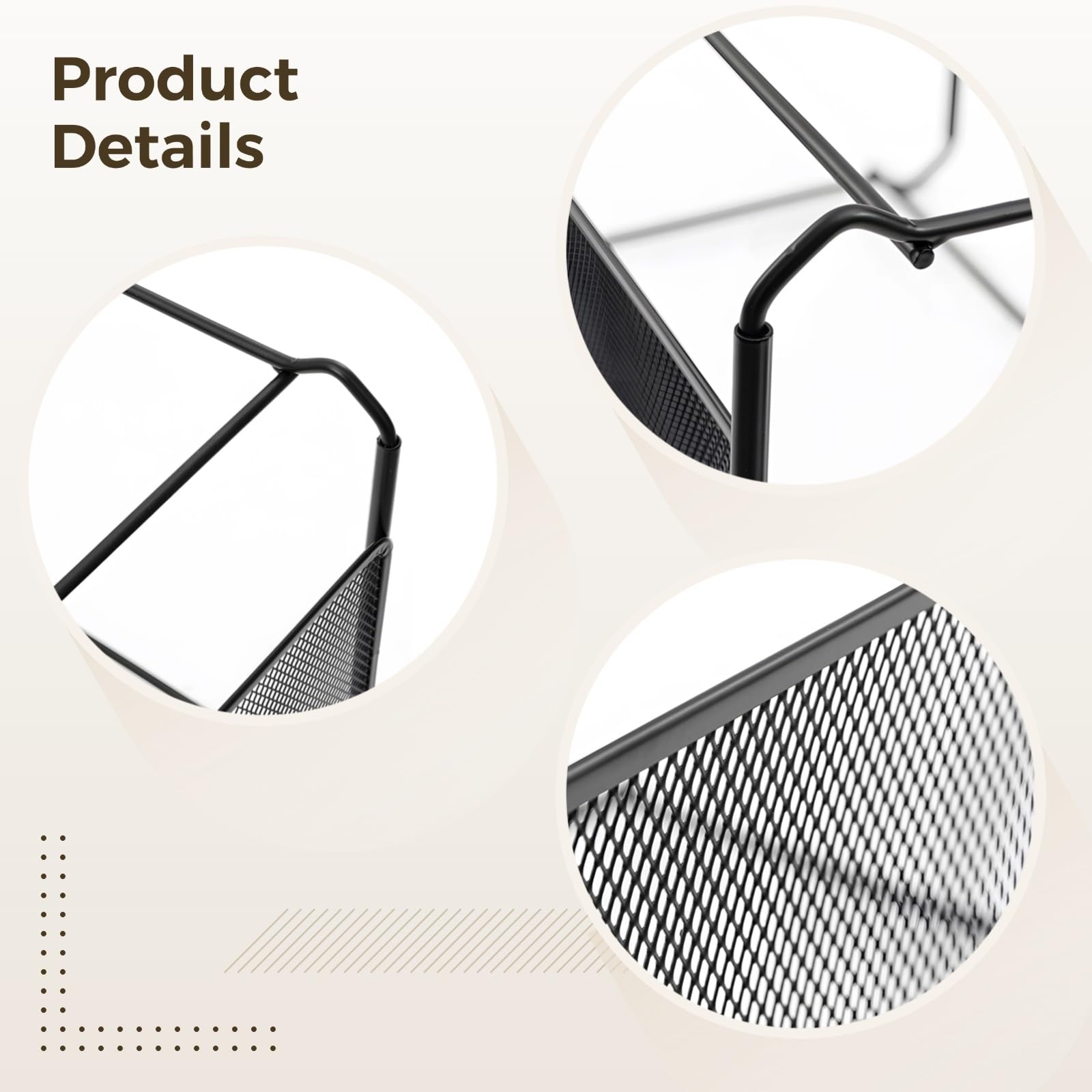 Organizador de archivos colgante, estante de malla de metal inoxidable para carpetas de tamaño A4, contenedor de almacenamiento de escritorio negro para oficina, hogar, escuela, diseño de