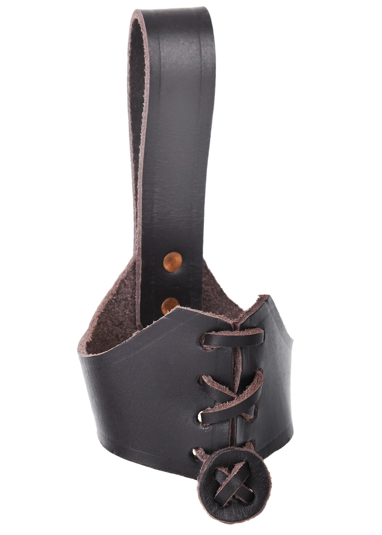 Support Ceinture En Cuir Pour Corne à Boire 0,4L - Accessoire Médiéval Authentique Marron