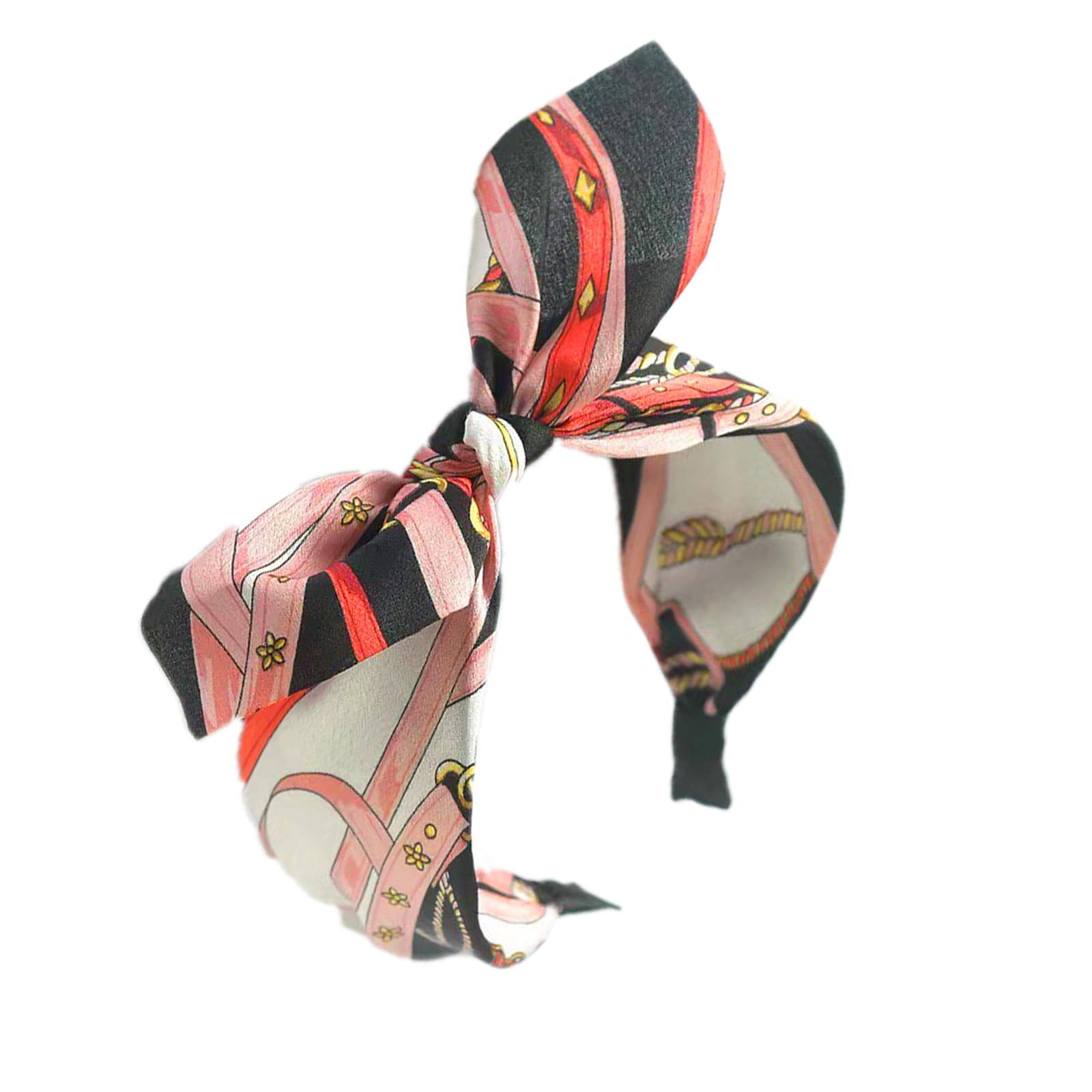 Wide Bow Headband for Women Fabric Hair Band Elastic Head Wrap Cute Knot Hair Accessories for Women and Girls (ChainBow) - Image 4