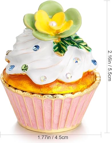 Miniatura 2 de Caja de baratijas esmaltada pintada a mano, figura única para decoración del hogar, recuerdo coleccionable, adorno personalizado elegante hecho a