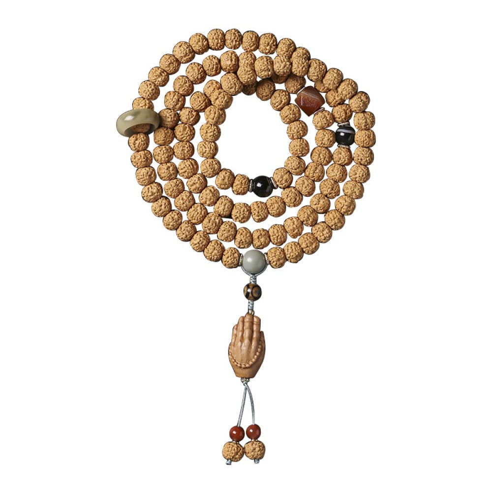 Natürliches Stretch-Armband Für Perlen-Armband, Natürliches Bodhi 108 Buddha-Armband Für Damen Und Herren, Kristall-Sandelholz-Holz Geschnitztes Fushou-Buddha-Perlenarmband Für Glücksstein-Armb